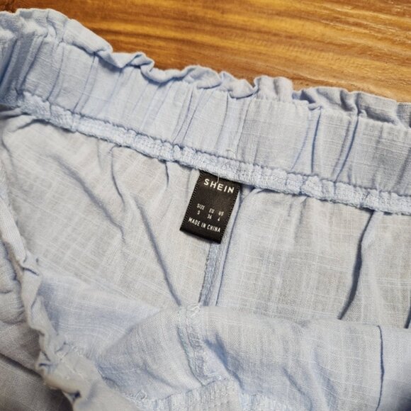 Shein Baby Blue Linen Shorts Size Small - Picture 3 of 7
